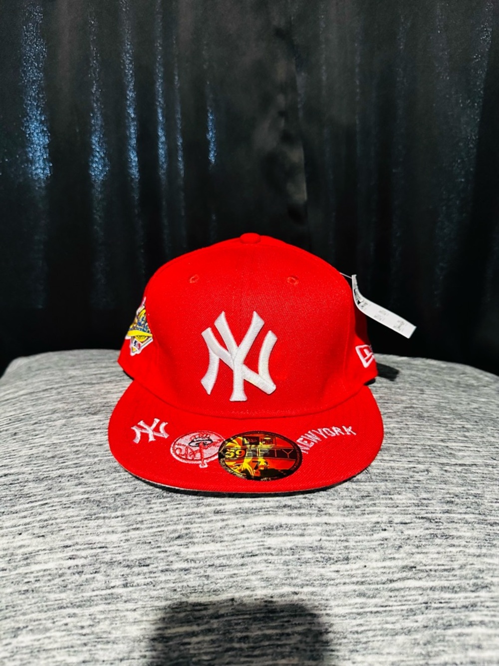New Era Red New York Yankees Fitted Cap with White NY Logo Customizing Hat